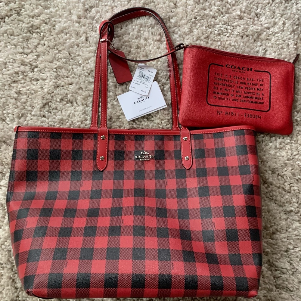 Coach Buffalo Plaid Reversible Large Tote